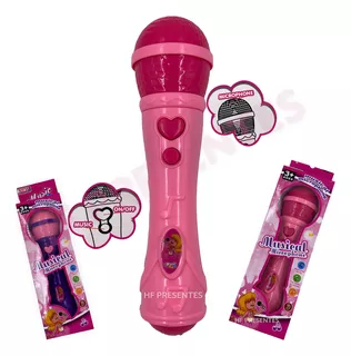 Brinquedo Microfone Karaoke Para Criança Infantil Menina Cor Rosa