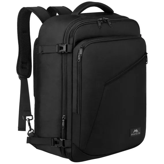  Mochila De Viaje Impermeable De Maleta Expandible Antirrobo Grande Negra  Equipaje De Mano De 10 Kg Aprobado Por Avión Para Hombre Y Mujer 