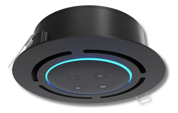 Suporte De Embutir Para Alexa Echo Dot 3 Teto Preto Circular