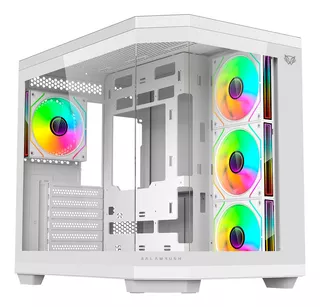 Gabinete Gamer Balam Rush Media Torre Tank Master Atx 4 Fan Color Blanco