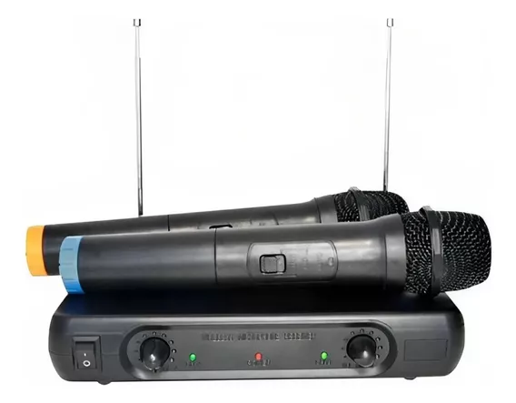 Microfone Sem Fio Profissional Duplo Soundvoice Mm-150sf Cor Preto