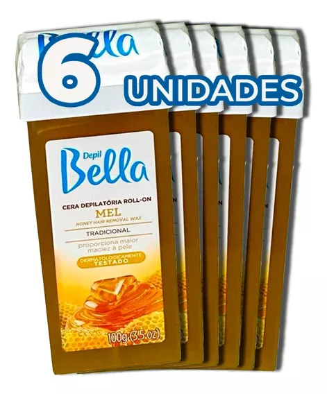 6 X Ceras Rollon Quente Para Depilação Mel 100g Depil Bella