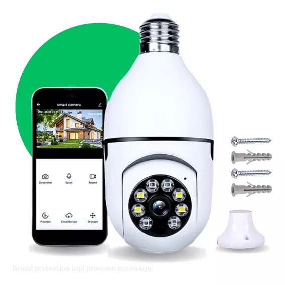 Câmera De Segurança Rezzet Lâmpada Ip Wifi Com Visão Noturna Interna Externa App Yoosee Espiã 360º Cor Branco