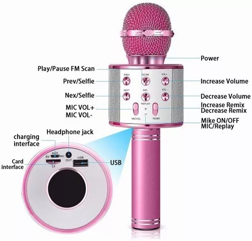 Microfone Karaoke Alto-falante Bluetooth Para Crianças