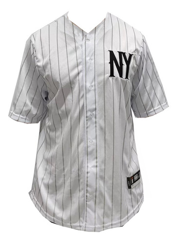 Camisa Baseball M10 Plus Size Classic Ny Listrado Branco