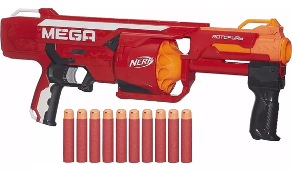 Lança Dardo Nerf Mega Rotofury Nerf Vermelho - Hasbro