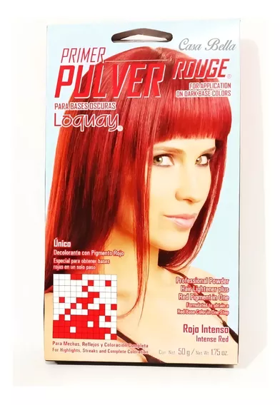 Polvo Decolorante Con Pigmento Rojo Pulver Rouge Loquay 50g