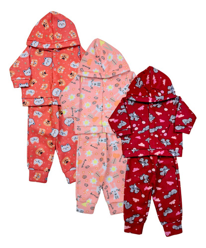 Kit 3 Conjuntos Inverno Soft Infantil Roupa Bebê Frio Menino