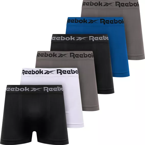 Kit 6 Cuecas Boxer Reebok Original Box Sem Costura Adulto