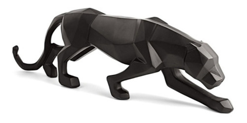 Escultura Leopardo Preto 45cm Em Poliresina - Mart