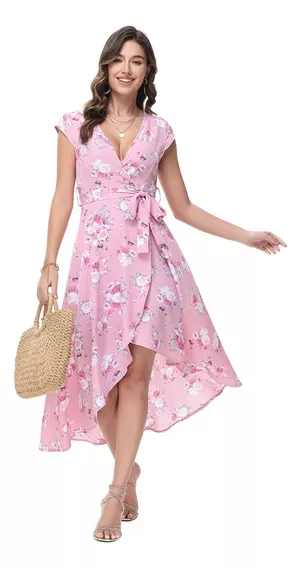 Vestido Largo Moda  Elegante Con Estampado Floral Para Mujer