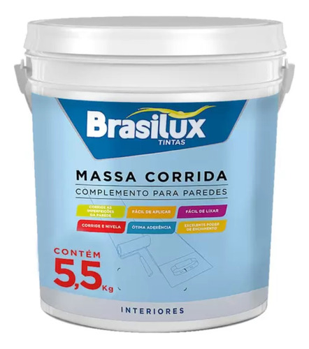 Massa Corrida Pva Acabamento De Parede Branca Interno 5,5 Kg