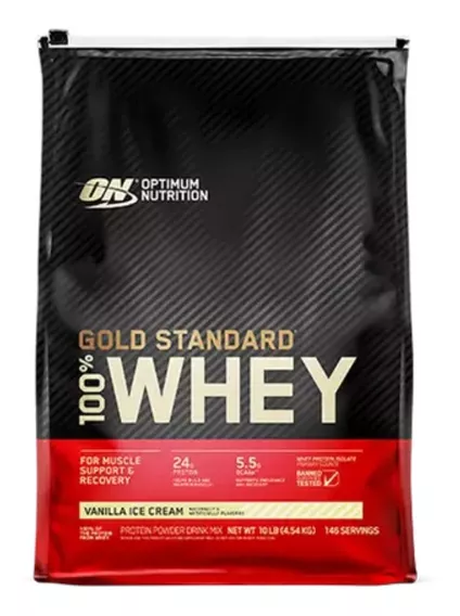 Suplemento Optimum Nutrition Proteína Gold Standard 100% Whey sabor vanilla ice cream de 4.54kg