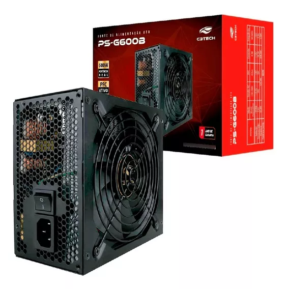 Fonte Atx Pc Gamer 600w Reais 80plus Bronze Pfc Ativo Bivolt