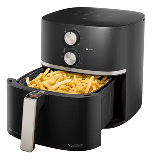 Fritadeira Elétrica Sem Óleo, Air Fryer WAP Grand Family 5,2 Litros com Duplo Revestimento Antiaderente, Cesto, Grelha e Alça Removíveis, 127V