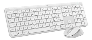 Kit de teclado y mouse inalámbrico Logitech Mk950 Español Ibérico de color blanco