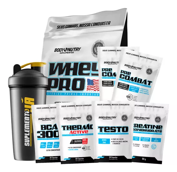 Combo Whey Protein +2 Pre Treino Creatina Gh Cafeína Bcaa