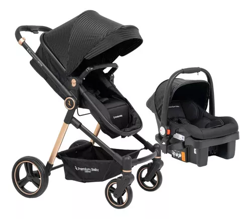 Carrinho Premium Baby Travel System Aston com Moises Cor Preto