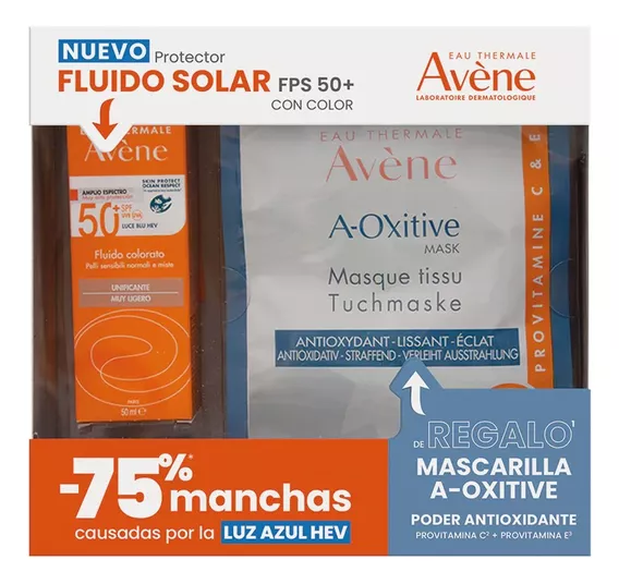 Kit Avene Protector Solar Facial Fluido Con Color 50ml