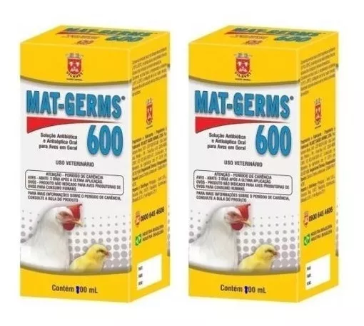 Mat Germs 600 - 100ml Coriza Galinhas Frangos Pintinhos 2und