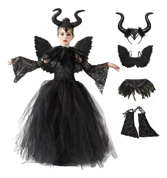 Novo Fantasia De Halloween Malévola Vestido Fantasia Witch E