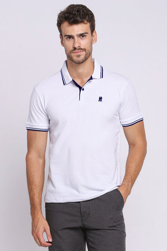 Polo Masculina Filete Duplo 100% Algodão Polo Wear Off White