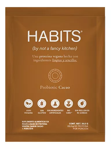 Paquete Con 16 Sobres Proteína Vegana Habits Cacao 30.5g