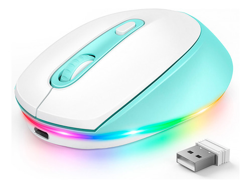 Mouse Sem Fio Seenda Iwg Fgm02 Recarregável Branco Azul