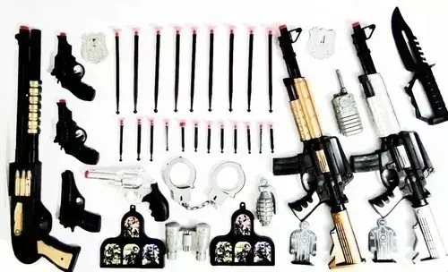 Desconto Super Mega Kit Arma Brinquedo Fuzil Ak 47 Revolver