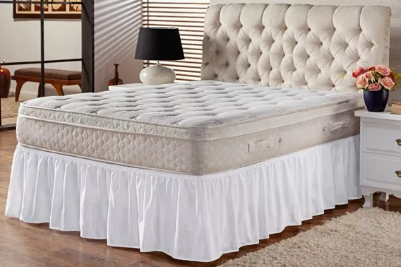 Saia Box Pra Cama Casal Padrão Cor Branco