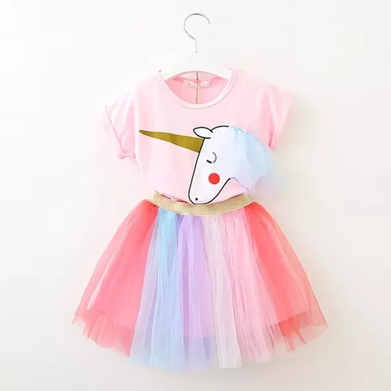 Vestido De Unicornio Para Niñas Conjunto Fiesta Tutu Disfraz