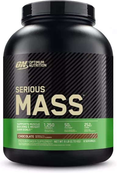 Suplemento en polvo Optimum Nutrition  Serious Mass carbohidratos sabor chocolate en pote de 2.72kg