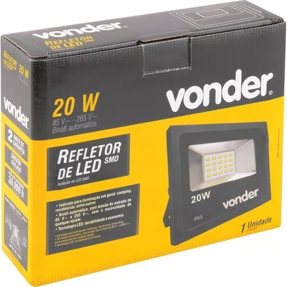 Refletor De Led, 20w Rlv 020 Vonder Casa Jardim