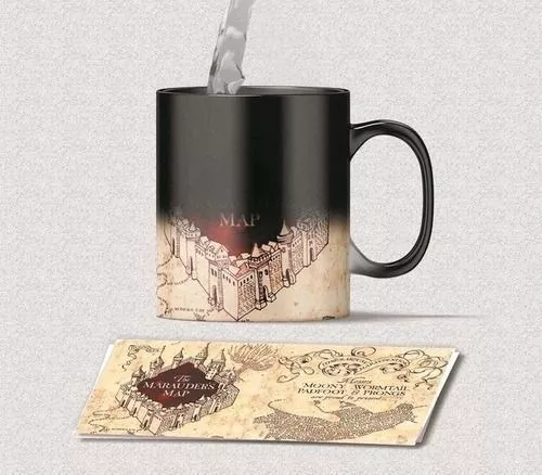 Caneca Magica Porcelana Harry Potter Mapa Maroto 325ml