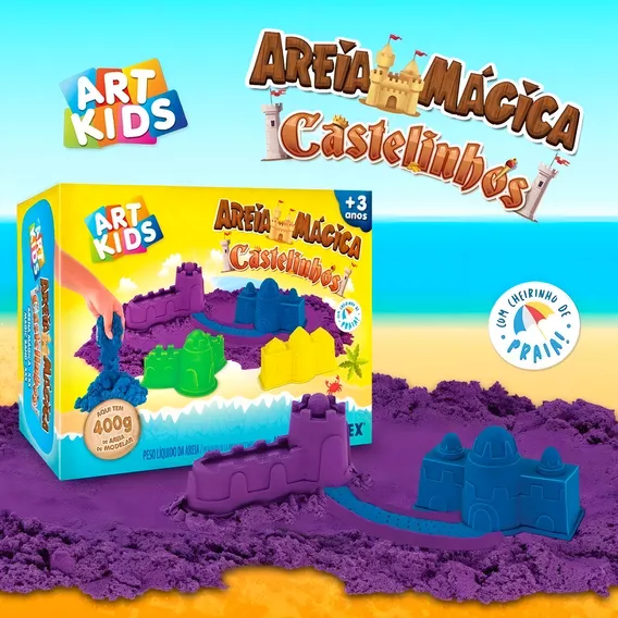 Areia Mágica Cinética Castelinhos Art Kids 400g - Acrilex Cor Azul/Roxo