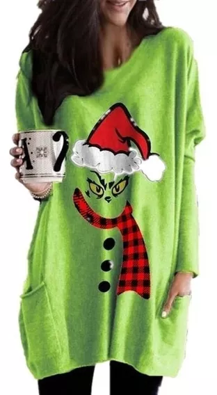 Sudadera Larga Christmas Green Monster Grinch Christmas A