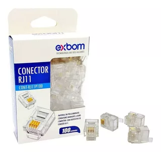 100 Conectores Rj11 Para Telefone E Interfone De 4 Vias