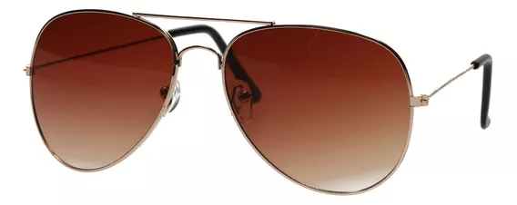 Lentes Unisex Para Sol Moda Tipo Aviador Con Detalle Bronce Color Café Lente CAFE Varilla CAFE Armazón Café Diseño Mirror