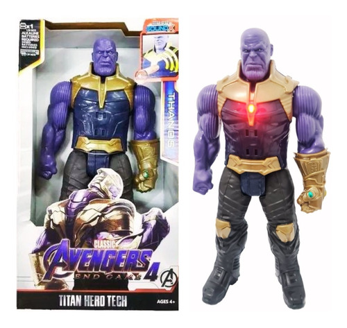 Boneco Thanos 30cm Articulado C/som E Led Vingadores