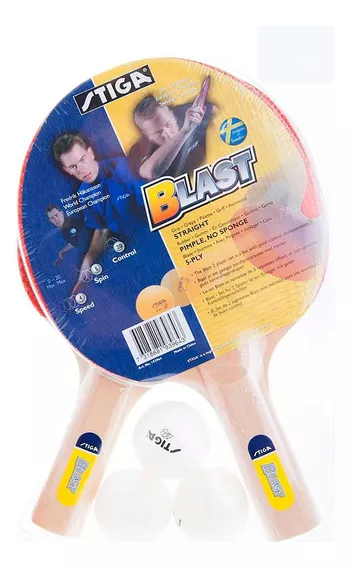 Pack de 2 raquetas de ping pong Stiga Hobby Classic + 3 Pelotas negra