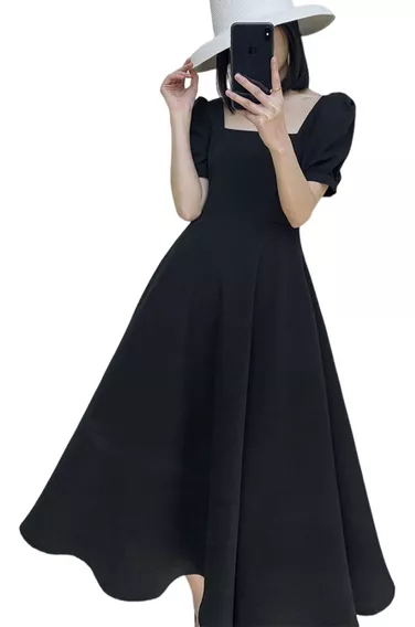 Nuevo Vestido Hepburn Vintage Francés Escote Cuadrado