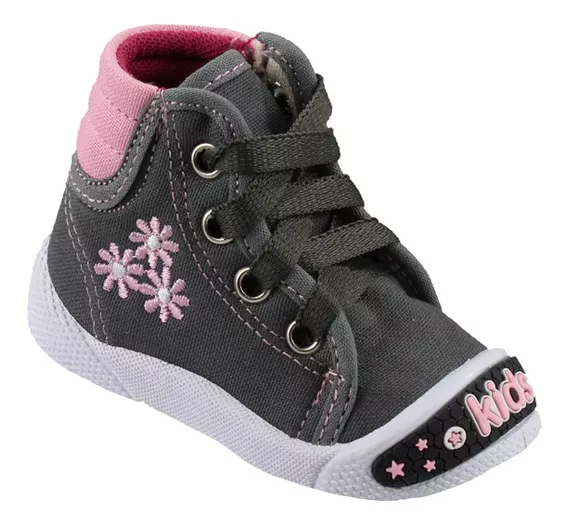 Zapato Bota Niño Niña Vane Kids 673-gr Gris Rosa Casual