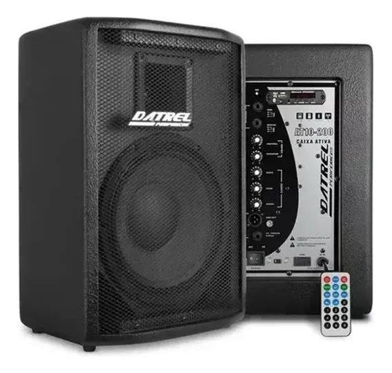 Kit Caixa De Som Para Culto Pastor Ativa y Passiva 400 Watts  Preto Datrel AT10-200 + SL200