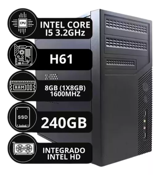  Cpu Pc  Torre Core I5 3470 3.20ghz 8gb Ssd 240gb Com Nf