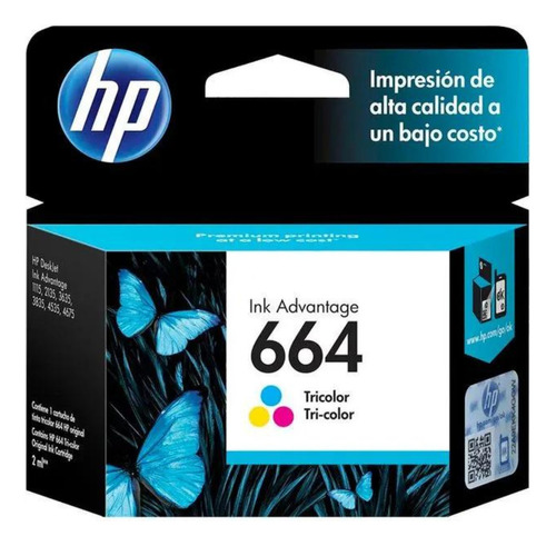 Cartucho HP 664 Colorido(F6V28AB) Para Ink Advantage 1015, 4645, 2645, 1515, 2515, 3515, 3545, 2545