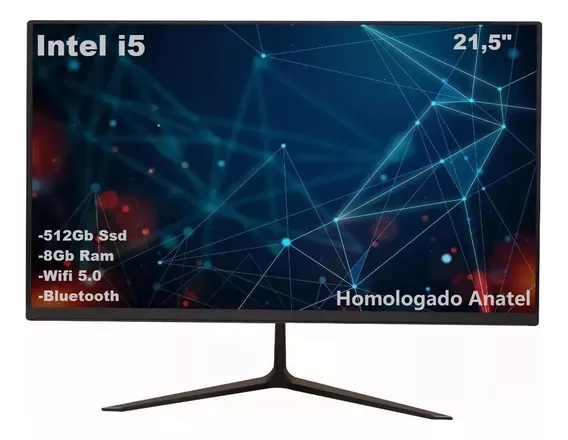 Computador All In One I5 Ultra Pc Tela 21.5 Hd Ssd 512gb 8gb