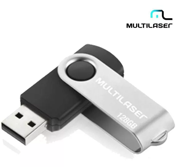 Pendrive Multilaser Twist PD591 128GB 2.0 preto e prateado