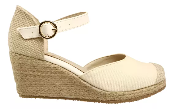 Zapato Dama Alpargata Yossy De 6 Cm Color Beige Comodas. 