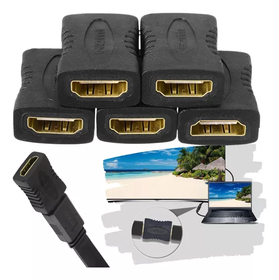 Kit 5 Adaptadores Hdmi Femea X Femea Emenda Extensor Conect