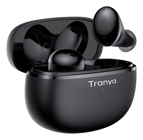 Fone de ouvido in-ear gamer sem fio Tranya T20 preto com luz LED